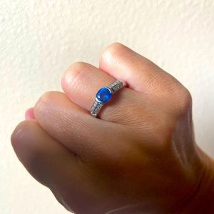 Platinum Sapphire and Diamond Ring